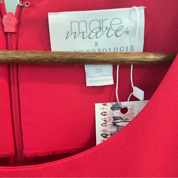 Anthropologie DRESS Size 2X Mare Mare Cut-Out Shift Red - Picture 7 of 15